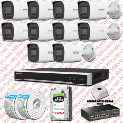 Hikvision 10 İp Güvenlik Kamerası Seti 4mp Colorvu Hibrit